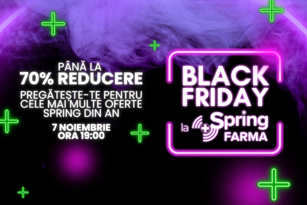 Black Friday 2024 la SpringFarma – reduceri, cadouri speciale, premii atractive, live shopping