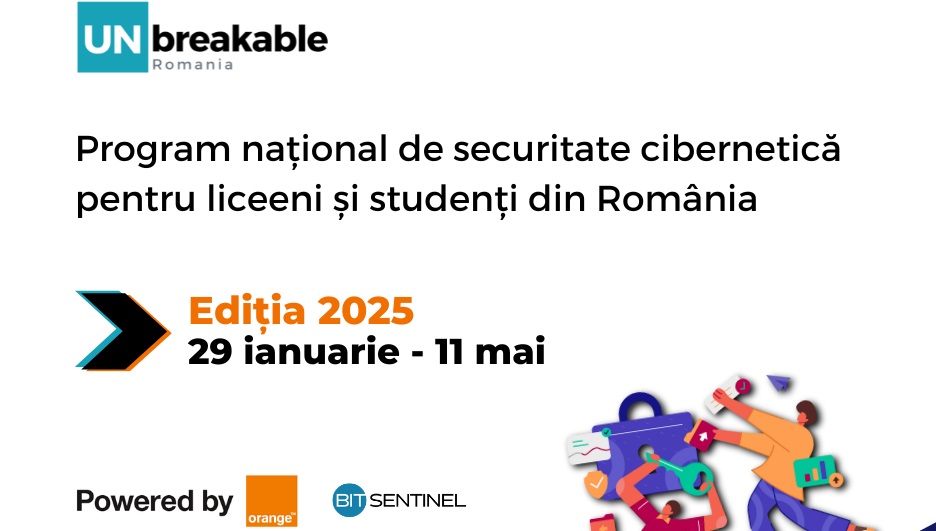 Înscrieri la cea de-a 8-a ediție, UNbreakable România, program de educație în securitate cibernetică